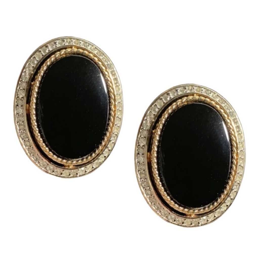 VINTAGE • Panetta Black Rhinestone Earrings